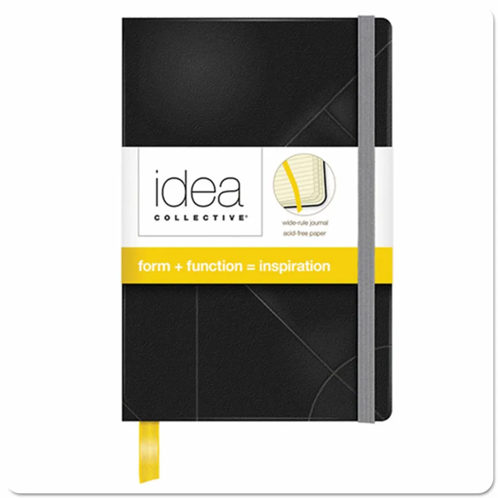 TOPS Idea Collective Journal with Elastic Closure, 1-Subject, Wide/Legal Rule, Black Hardcover, (96) 5.5 x 3.5 Sheets