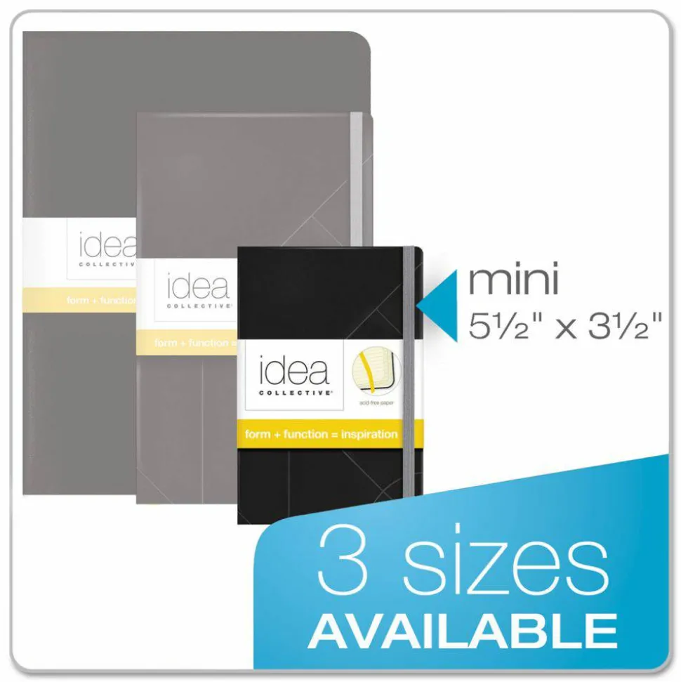 TOPS Idea Collective Journal with Elastic Closure, 1-Subject, Wide/Legal Rule, Black Hardcover, (96) 5.5 x 3.5 Sheets