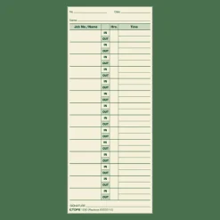 TOPS Job Cards Time Cards, 8.5" x 3.5", Green Ink/Manila Paper, Box Of 500