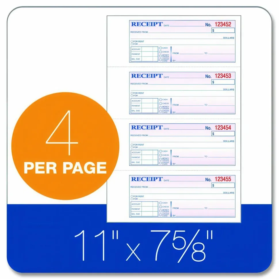 TOPS Manifold Receipt Book, 3-Part, 7 5/8" x 11", White/Canary/Pink