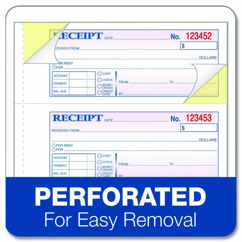 TOPS Manifold Receipt Book, 3-Part, 7 5/8" x 11", White/Canary/Pink