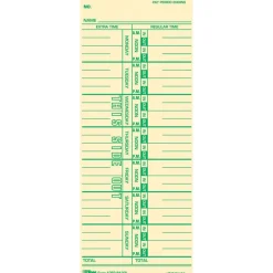TOPS Named Days Time Cards - 3 1/2" x 9" Sheet Size - Manila Sheet(s) - Green Print Color - 100 / Pack