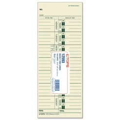 TOPS Named Days Time Cards - 3 1/2" x 9" Sheet Size - Manila Sheet(s) - Green Print Color - 100 / Pack