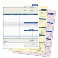 TOPS 3-Part Job Invoices, 8 1/2" x 11", Pack Of 50 Sets