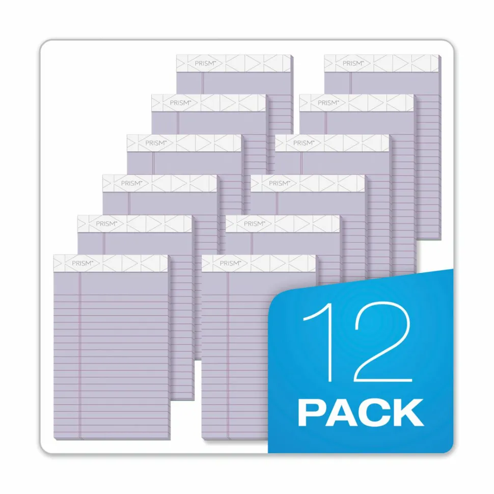 TOPS Prism + Colored Writing Pads, Narrow Rule, (50) Pastel Orchid 5 x 8 Sheets, 12/Pack