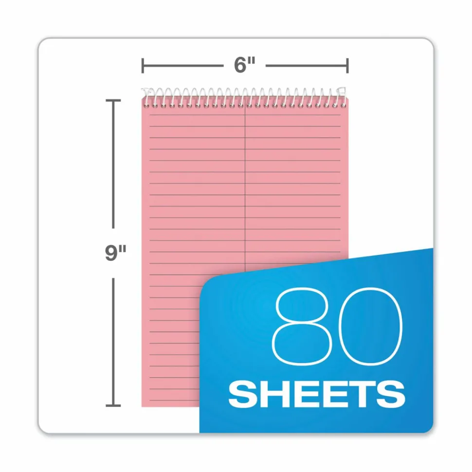 TOPS Prism+ Color Steno Books, 6" x 9", 100% Recycled, Gregg Ruled, 80 Sheets, Pink, Pack Of 4