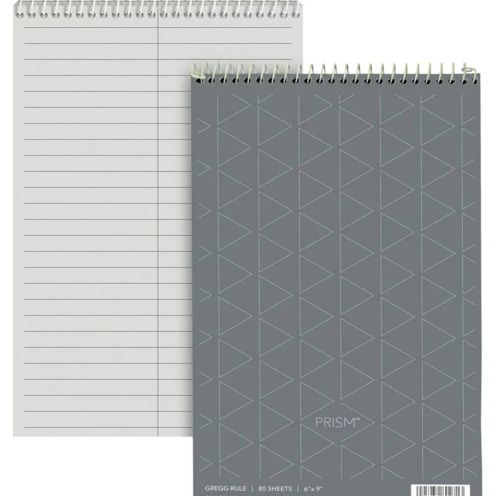 TOPS Prism+ Color Steno Notebooks, 6" x 9", Gregg Ruled, 30% Recycled, 80 Sheets, Gray, Pack Of 4