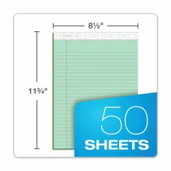 TOPS Prism+ Color Writing Pads, 8 1/2" x 11 3/4", 100% Recycled Legal Ruled, 50 Sheets, Green, Pack Of 12 Pads