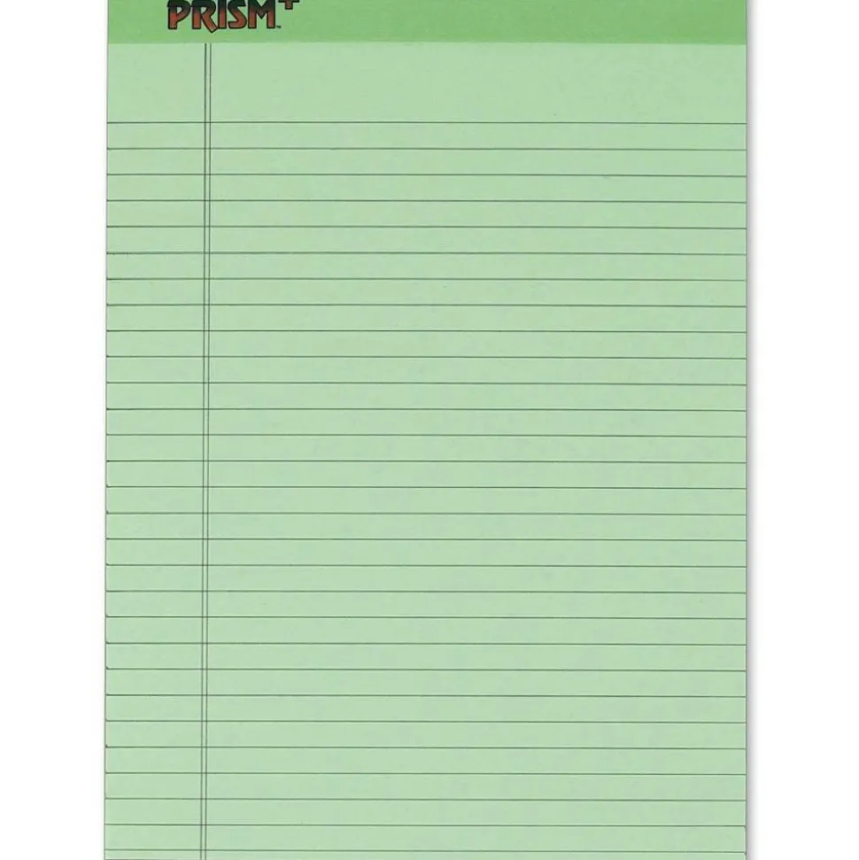 TOPS Prism+ Color Writing Pads, 8 1/2" x 11 3/4", 100% Recycled Legal Ruled, 50 Sheets, Green, Pack Of 12 Pads