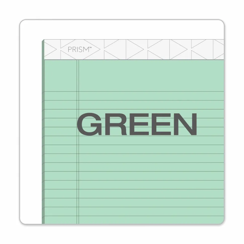 TOPS Prism+ Color Writing Pads, 8 1/2" x 11 3/4", 100% Recycled Legal Ruled, 50 Sheets, Green, Pack Of 12 Pads