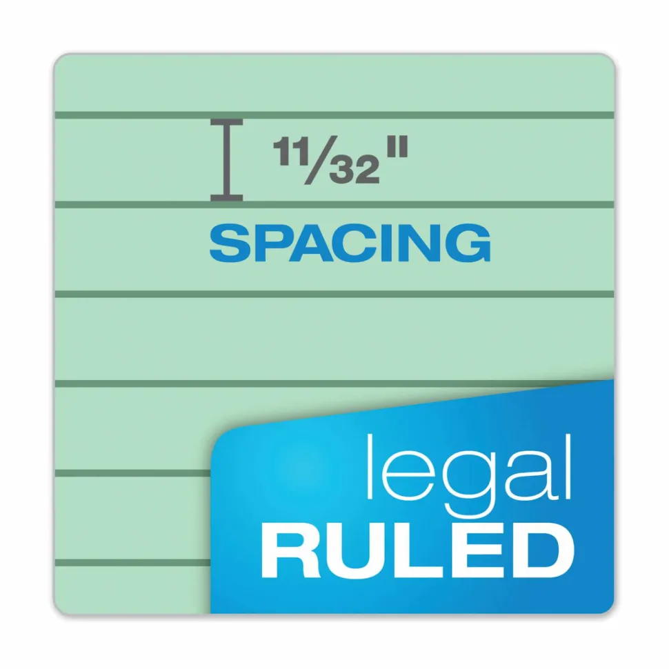 TOPS Prism+ Color Writing Pads, 8 1/2" x 11 3/4", 100% Recycled Legal Ruled, 50 Sheets, Green, Pack Of 12 Pads