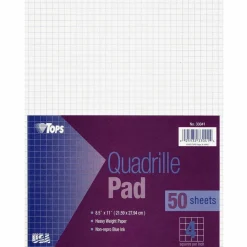 TOPS Quadrille Pads With Heavyweight Paper, 4 x 4 Squares/Inch, 50 Sheets, White