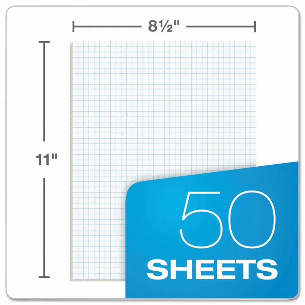 TOPS Quadrille Pads With Heavyweight Paper, 4 x 4 Squares/Inch, 50 Sheets, White
