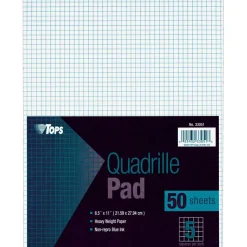 TOPS Quadrille Pads, 5 x 5 Squares/Inch, 50 Sheets, White/Blue