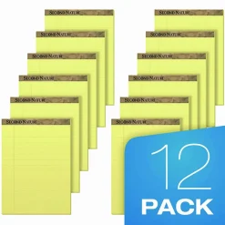 TOPS Second Nature Recycled Ruled Pads, Wide/Legal Rule, (50) Canary Yellow 8.5 x 11 Sheets, Dozen
