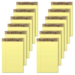 TOPS Second Nature 30% Recycled Writing Pads, 5" x 8", Legal Ruled, 50 Sheets, Canary, Pack Of 12 Pads