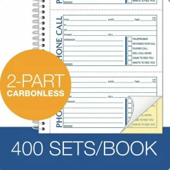 TOPS Second Nature Spiralbound Phone Call Book, 2-Part, 5 1/2