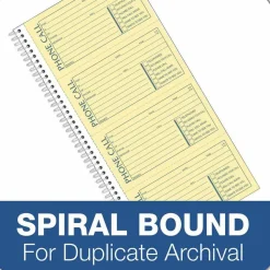TOPS Second Nature Spiralbound Phone Call Book, 2-Part, 5 1/2