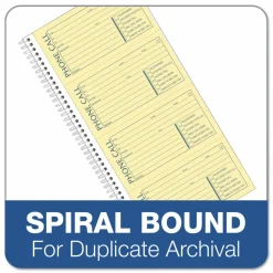 TOPS Second Nature Spiralbound Phone Call Book, 2-Part, 5 1/2