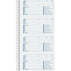 TOPS Second Nature Spiralbound Phone Call Book, 2-Part, 5 1/2