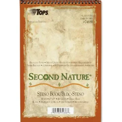 TOPS Second Nature Steno Books, 6" x 9", Gregg Ruled, 160 Pages (80 Sheets), 100% Recycled, White