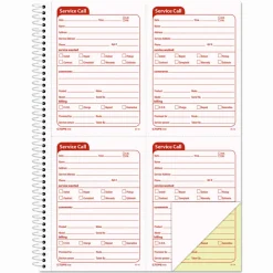 TOPS Service Call 2-part Spiral Message Slip Book - 200 Sheet(s) - Spiral Bound - 2 Part - Carbonless Copy - 4100