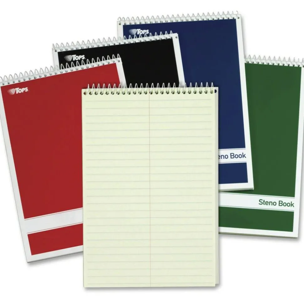 TOPS Steno Books, 6" x 9", Gregg Ruled, 80 Sheets, Green, Pack Of 4
