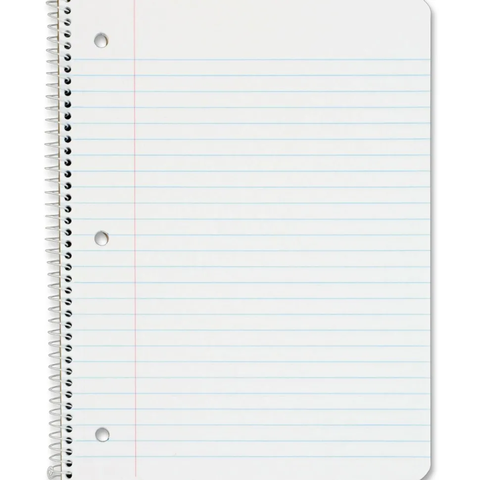 TOPS 1-Subject Spiral Notebook, Wide Rule, Perforated, 10 1/2" x 8", 70 Sheets, Assorted Colors