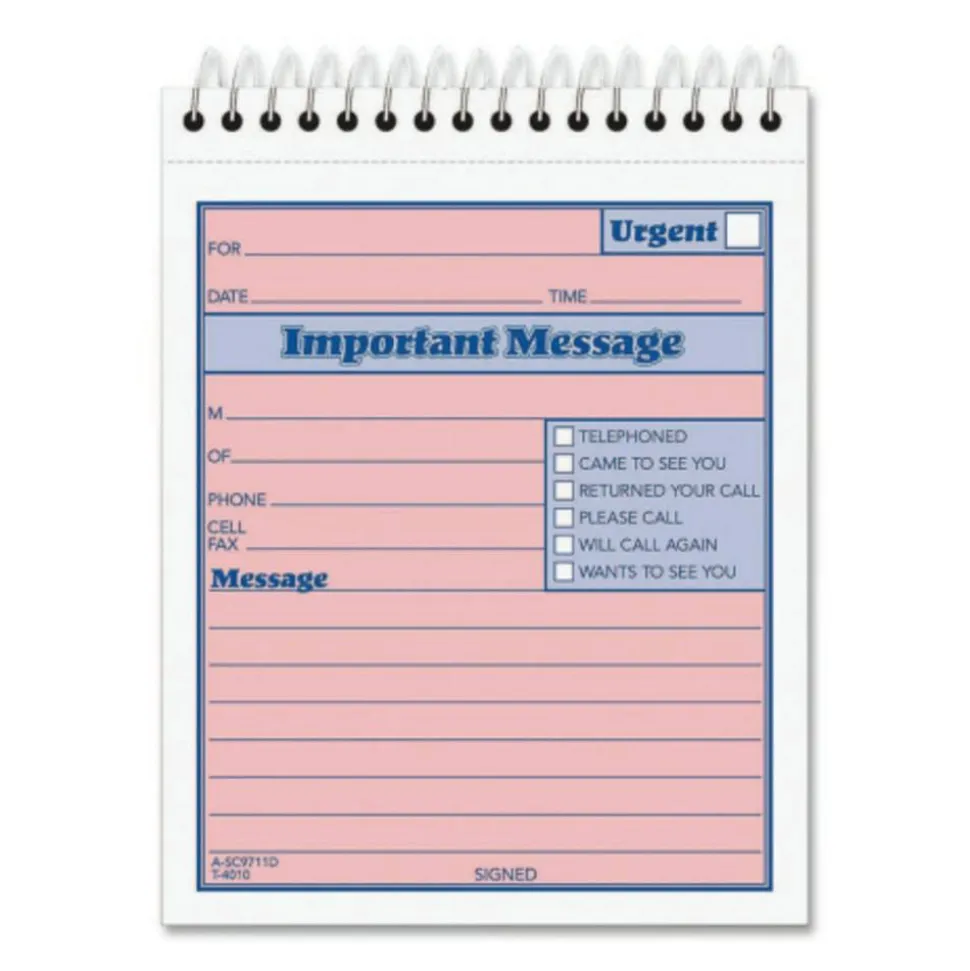 TOPS Telephone Message Book with Fax/Mobile Section, Two-Part Carbonless, 4.25 x 5.5, 50 Forms Total