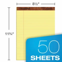 TOPS "The Legal Pad" Ruled Perforated Pads, Wide/Legal Rule, (50) Canary Yellow 8.5 x 11 Sheets, 3/Pack