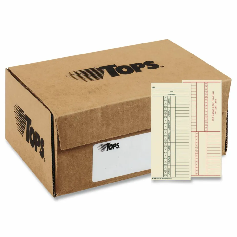 TOPS Time Cards (Replaces Original Card K14-15), Named Days, 2-Sided, 8 1/4" x 3 3/8", Box Of 500
