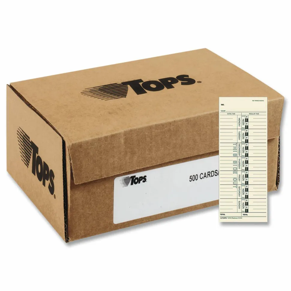 TOPS Time Cards (Replaces Original Card M33), Named Days, 1-Sided, 9" x 3 1/2", Box Of 500