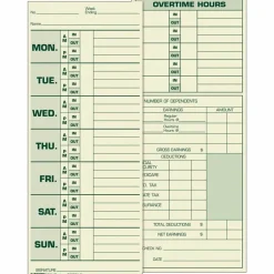 TOPS Time Cards (Replaces Original Card 331-10), Named Days, 2-Sided, 8 1/2" x 3 1/2", Box Of 500
