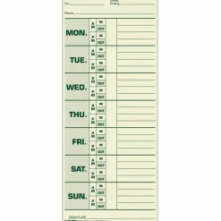 TOPS Time Cards (Replaces Original Card 331-10), Named Days, 2-Sided, 8 1/2" x 3 1/2", Box Of 500