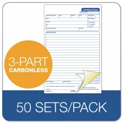 TOPS Triplicate Carbonless Job Work Orders, 5 1/2