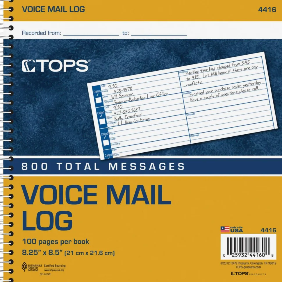 TOPS Voice Message Log Book