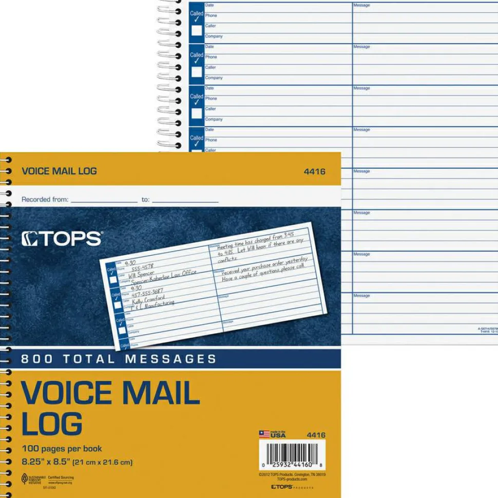 TOPS Voice Message Log Book