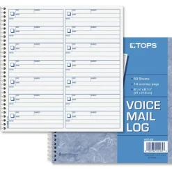 TOPS Voice Message Log Book - 50 Sheet(s) - 24 lb - Spiral Bound - 8.50