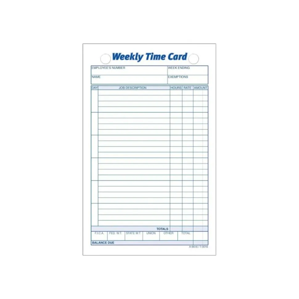 TOPS Weekly Time Cards, Pack Of 100