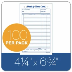 TOPS Weekly Time Cards, Pack Of 100