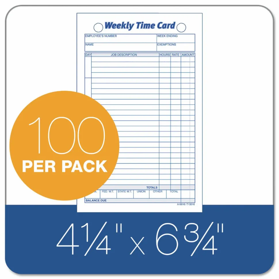 TOPS Weekly Time Cards, Pack Of 100