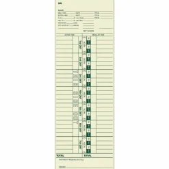 TOPS Weekly Time Clock Cards, 3-1/2" x 10-1/2", Manila, Box Of 500 Cards