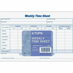 TOPS Weekly Timesheet Form, 5.5" x 8.5", White/Blue, 100 Sheets Per Pad, 2 Pads Per Pack