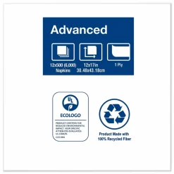 Tork Advanced Masterfold Dispenser Napkins, 1-Ply, 12 x 17, White, 6,000/Carton