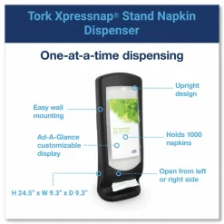 Tork Xpressnap Stand Napkin Dispenser, 9.25 x 9.25 x 24.5, Black