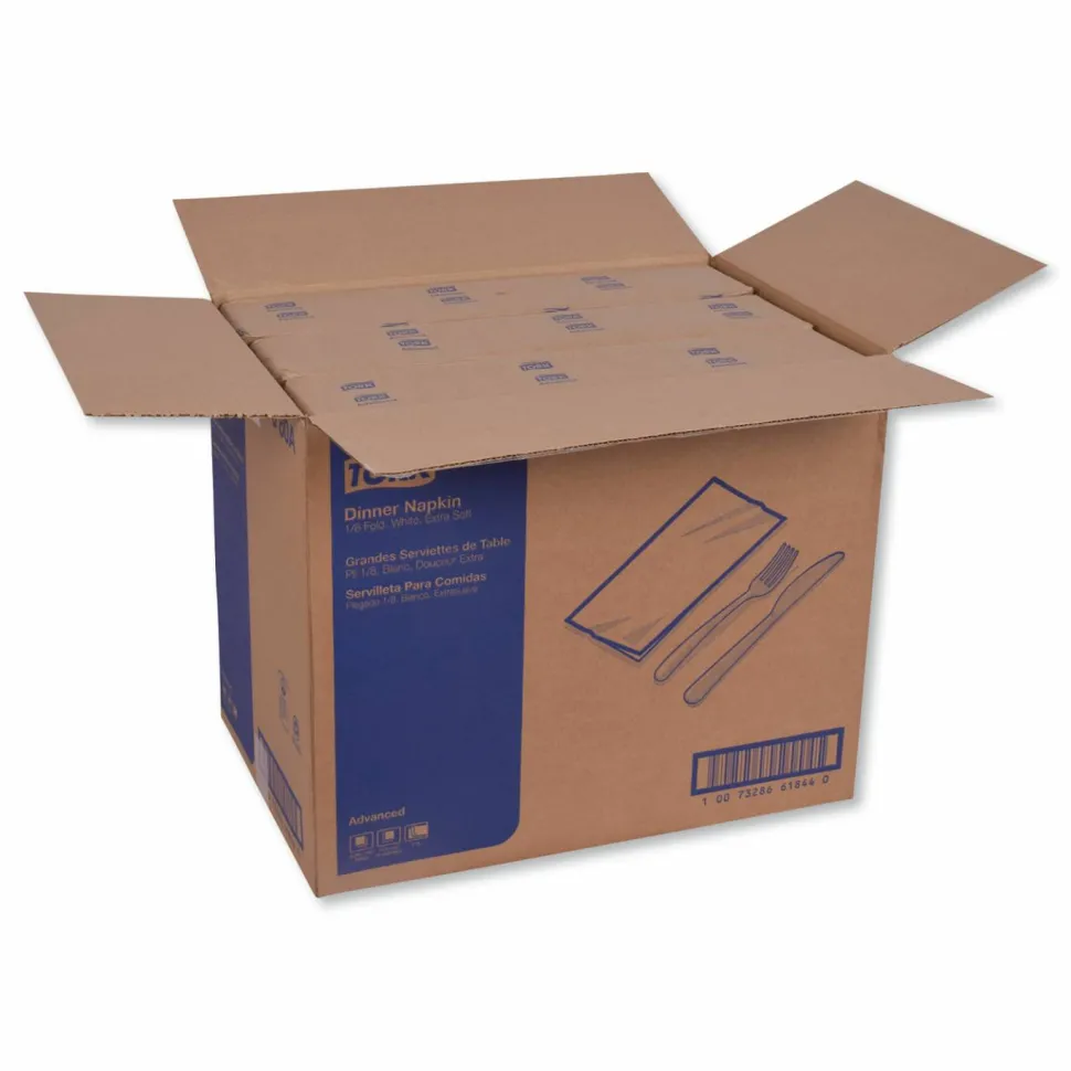 Tork Advanced Dinner Napkin, 3-Ply, 17 x 16.12, 1/8 Fold, White,1,740/Carton