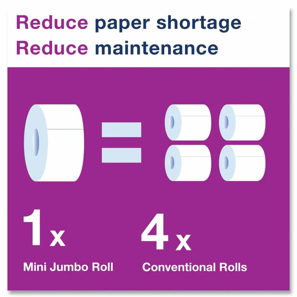 Tork Advanced Jumbo Bath Tissue, Septic Safe, 2-Ply, 3.48" x 751 ft, White, 12 Rolls/Carton