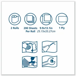 Tork Advanced ShopMax Wiper 450, Centerfeed Refill, 9.9x13.1, Blue, 200/Roll, 2 Rolls/Carton