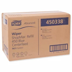 Tork Advanced ShopMax Wiper 450, Centerfeed Refill, 9.9x13.1, Blue, 200/Roll, 2 Rolls/Carton