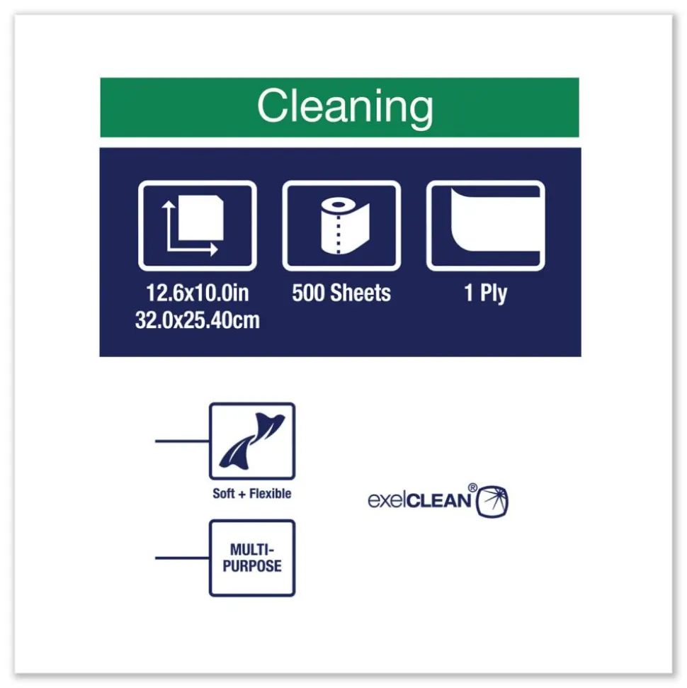 Tork Cleaning Cloth, 12.6 x 10, White, 500 Wipes/Carton